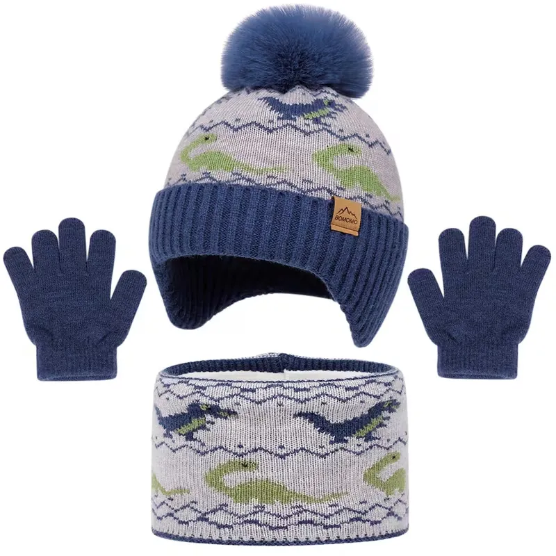 kids hat neck glover warmers blue.webp