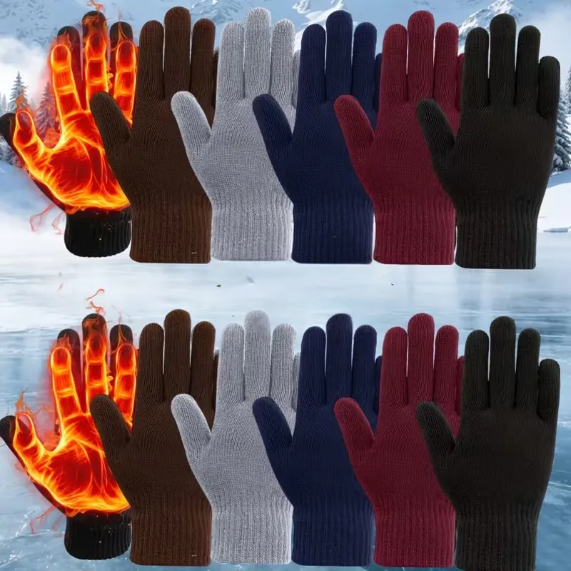 Adult warm knitted gloves (Brown)