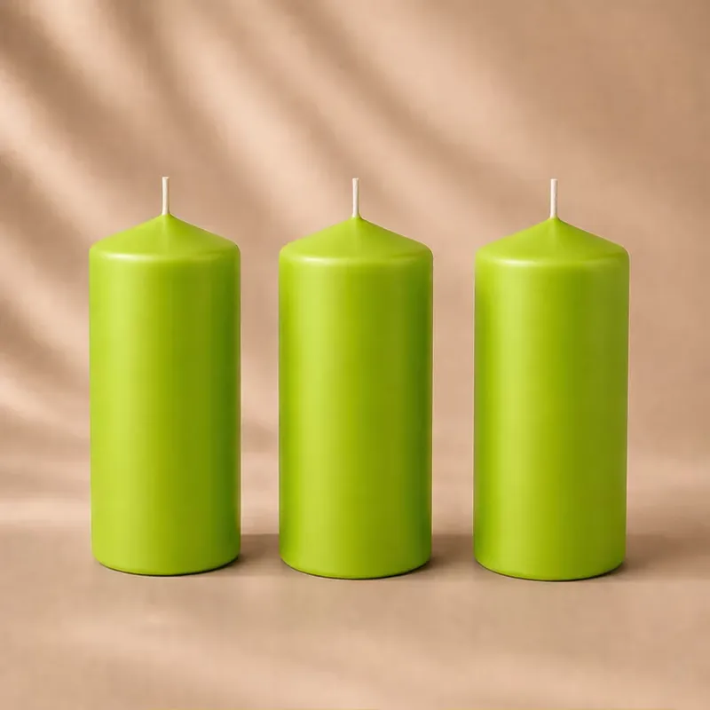 Large Cylinder Candle Single, with a Pointed Tip. 12+ hours of burning time